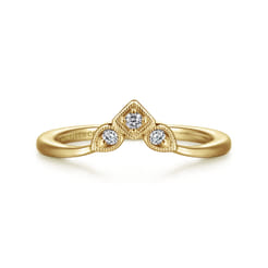 14K Yellow Gold Diamond Curved Anniversary Band