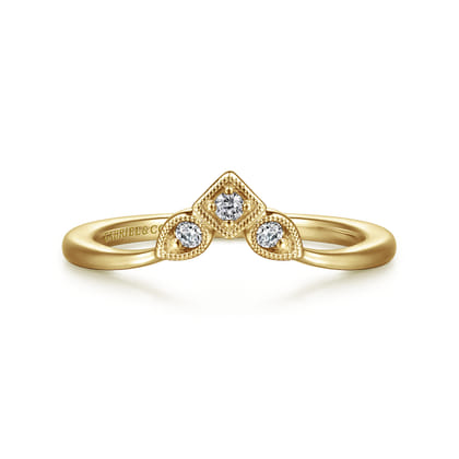 14K Yellow Gold Diamond Curved Anniversary Band