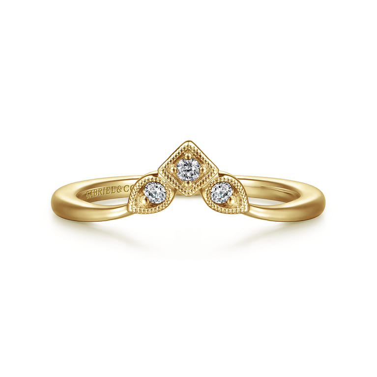 Curved Wedding Ring in 14k Yellow Gold with  Natural Diamond at Gabriel & Co. - Shot 1