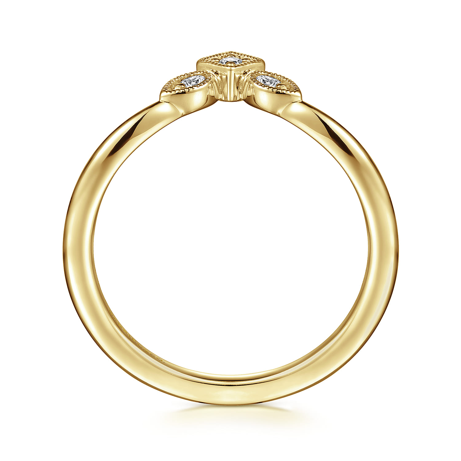 Curved Wedding Ring in 14k Yellow Gold with  Natural Diamond at Gabriel & Co. - Shot 2