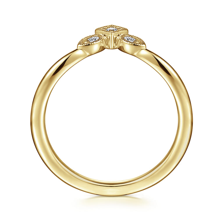 Curved Wedding Ring in 14k Yellow Gold with  Natural Diamond at Gabriel & Co. - Shot 2