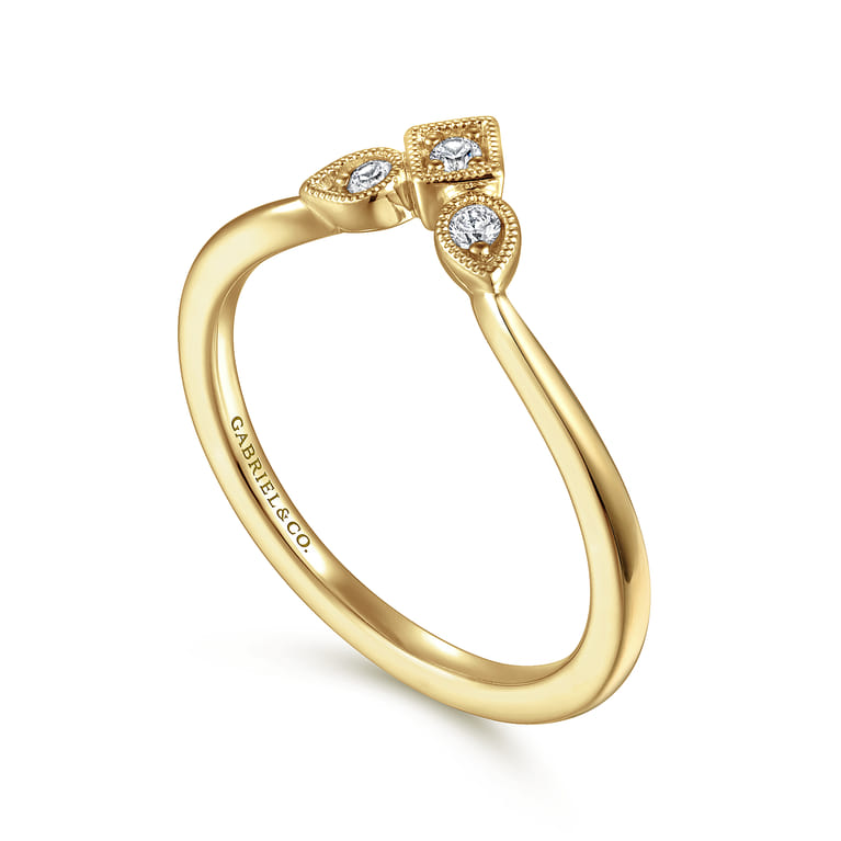 Curved Wedding Ring in 14k Yellow Gold with  Natural Diamond at Gabriel & Co. - Shot 3