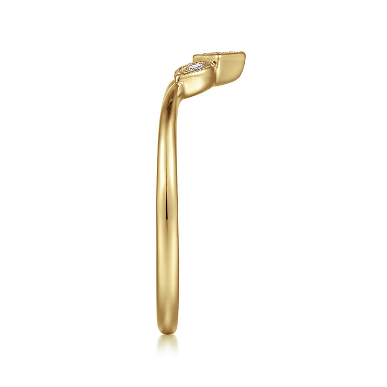 Curved Wedding Ring in 14k Yellow Gold with  Natural Diamond at Gabriel & Co. - Shot 4