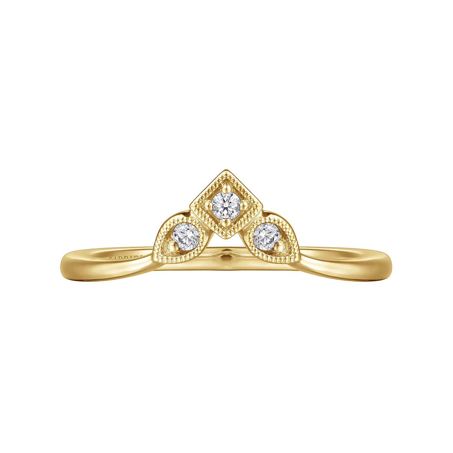 Curved Wedding Ring in 14k Yellow Gold with  Natural Diamond at Gabriel & Co. - Shot 5