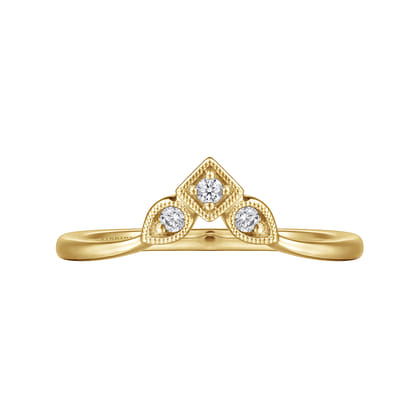 14K Yellow Gold Diamond Curved Anniversary Band