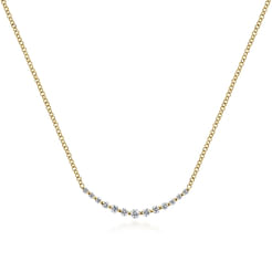 14K Yellow Gold Diamond Curved Bar Necklace