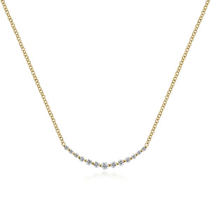 14K Yellow Gold Diamond Curved Bar Necklace