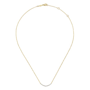 14K Yellow Gold Diamond Curved Bar Necklace