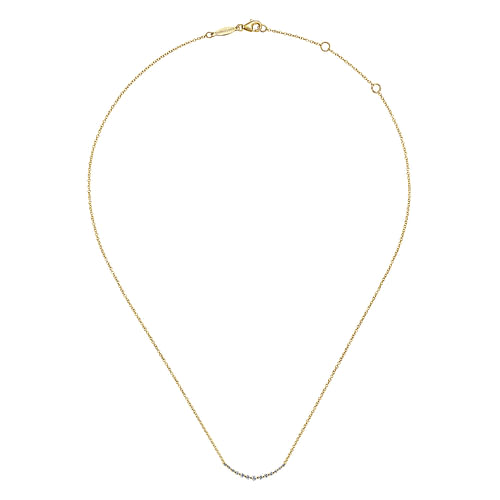 14K Yellow Gold Diamond Curved Bar Necklace - 0.25 ct - Shot 2