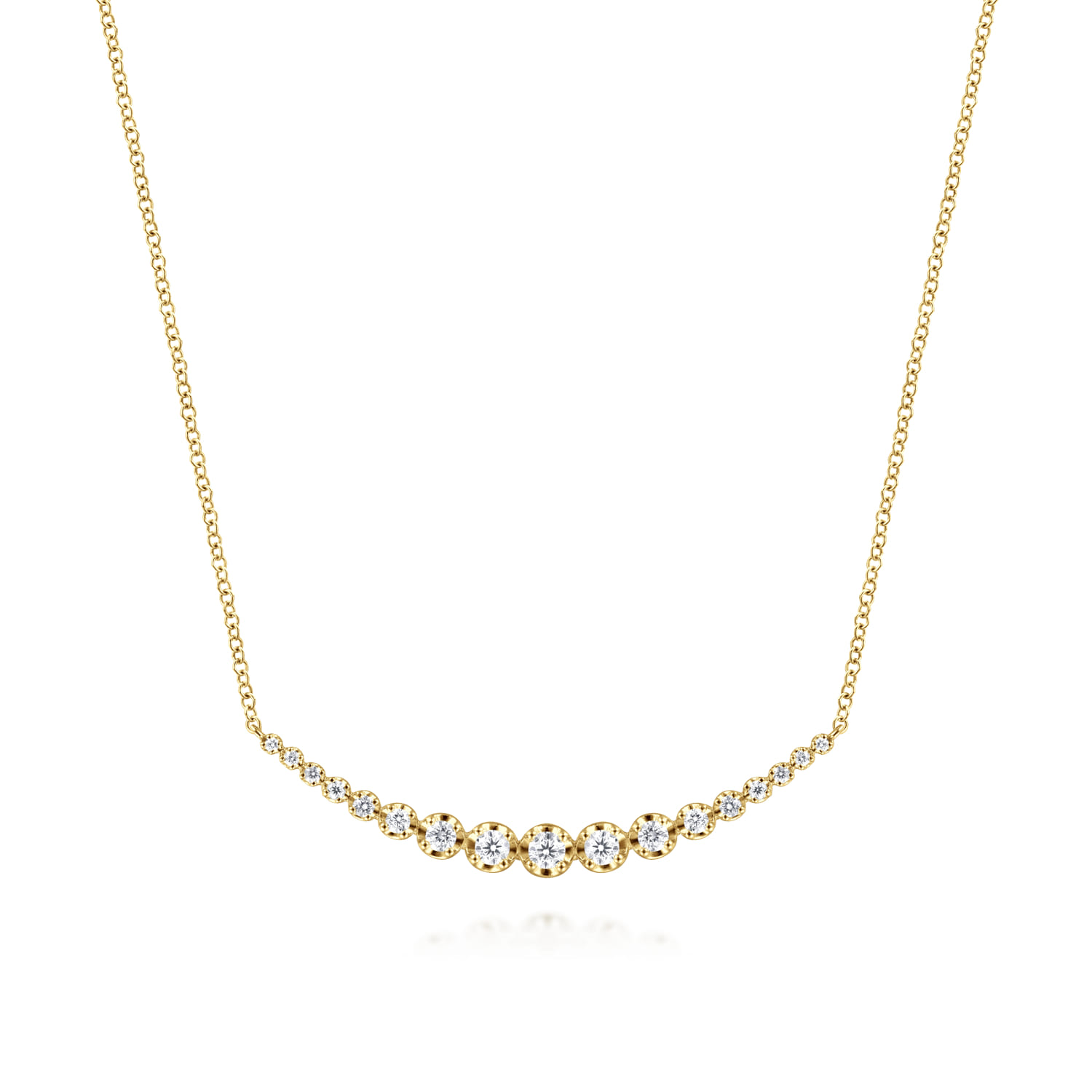 14K Yellow Gold Diamond Curved Bar Necklace - 0.5 ct - Shot 1