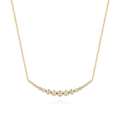14K Yellow Gold Diamond Curved Bar Necklace
