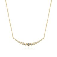 14K Yellow Gold Diamond Curved Bar Necklace