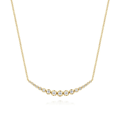 14K Yellow Gold Diamond Curved Bar Necklace