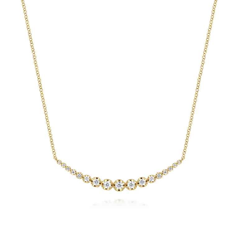 14K Yellow Gold Diamond Curved Bar Necklace - 0.5 ct - Shot 1