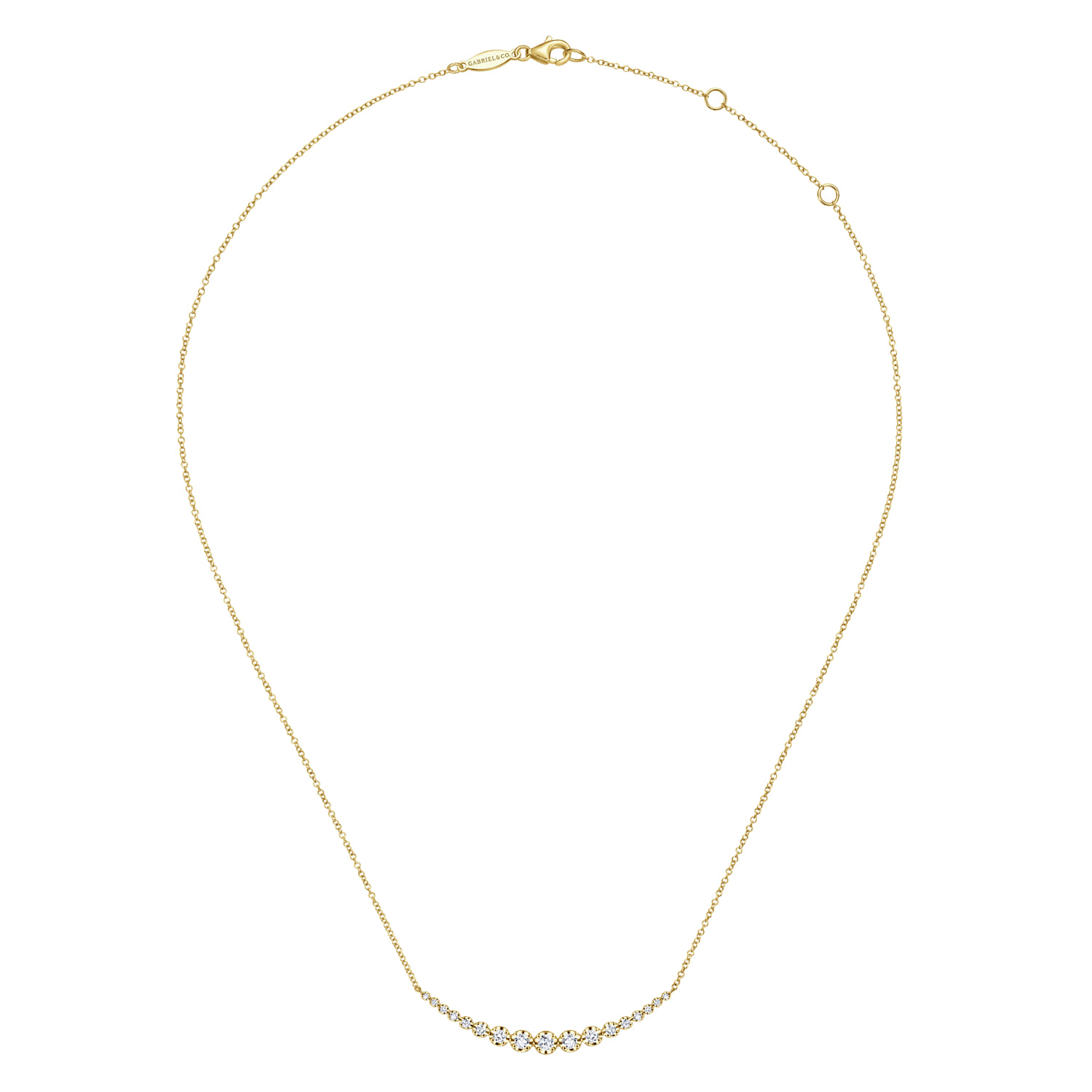14K Yellow Gold Diamond Curved Bar Necklace - 0.5 ct - Shot 2