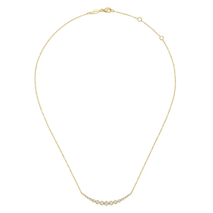 14K Yellow Gold Diamond Curved Bar Necklace