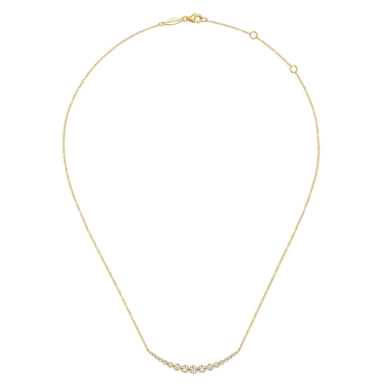 14K Yellow Gold Diamond Curved Bar Necklace - 0.5 ct - Shot 2