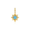 14K Yellow Gold Diamond Cut Blue Topaz Starbust Medallion Pendant in Size 20mm With Detachable Bail