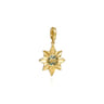 14K Yellow Gold Diamond Cut Blue Topaz Starbust Medallion Pendant in Size 20mm With Detachable Bail