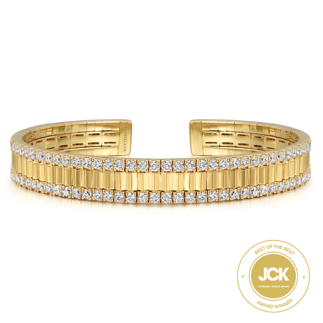 14k Yellow Gold Contemporary Bangle SKU: BG4938-62Y45JJ