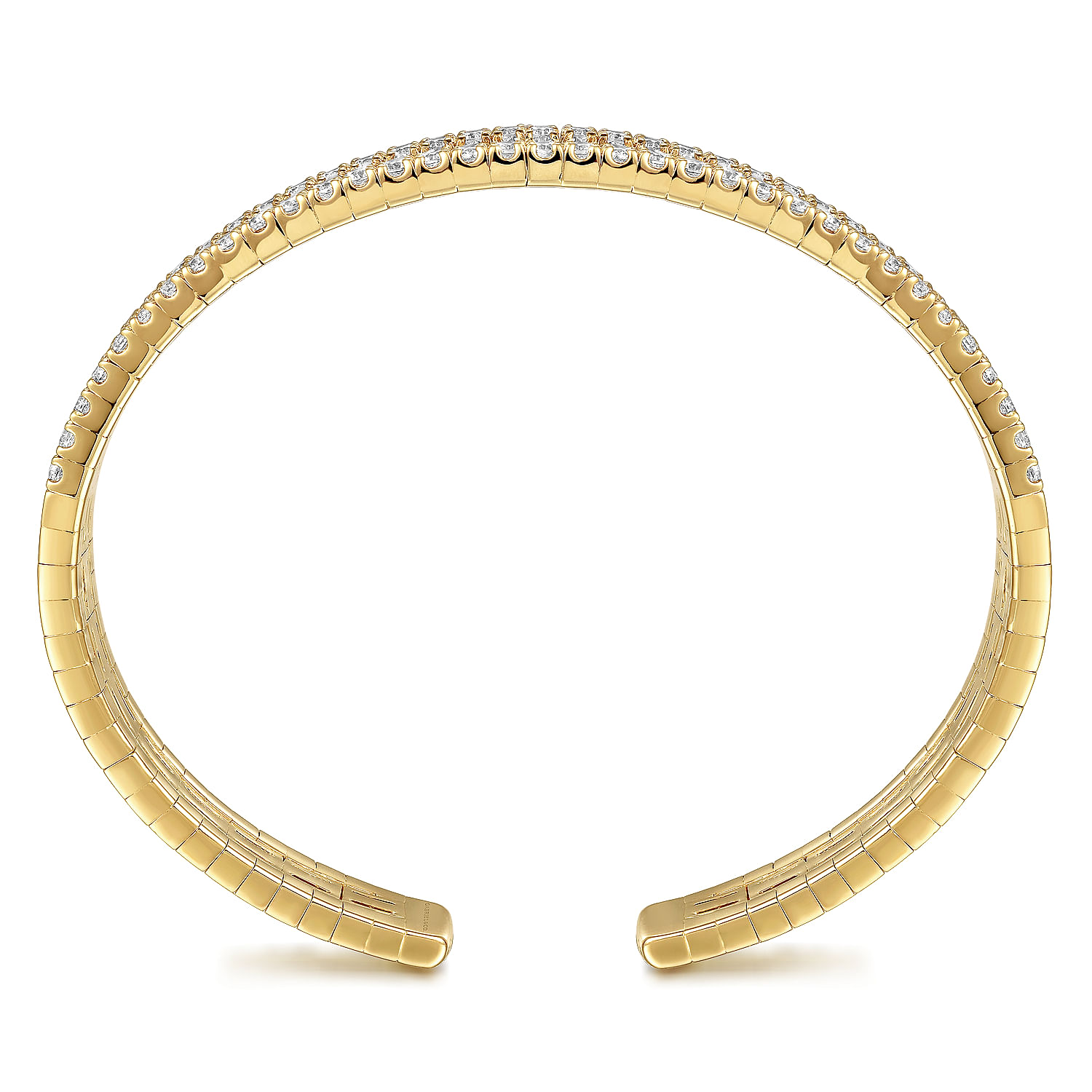 14K Yellow Gold Diamond Cut Cuff Bangle - 2.45 ct - Shot 3