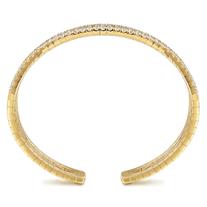 14K Yellow Gold Diamond Cut Cuff Bangle