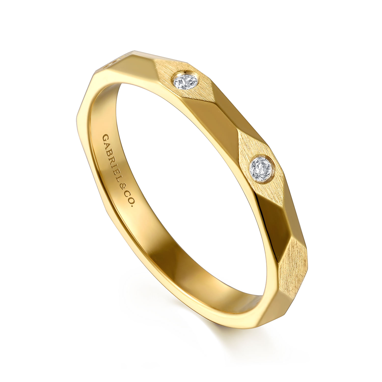 14K Yellow Gold Diamond Cut Stackable Ring