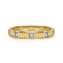 14K Yellow Gold Diamond Cut Stackable Ring