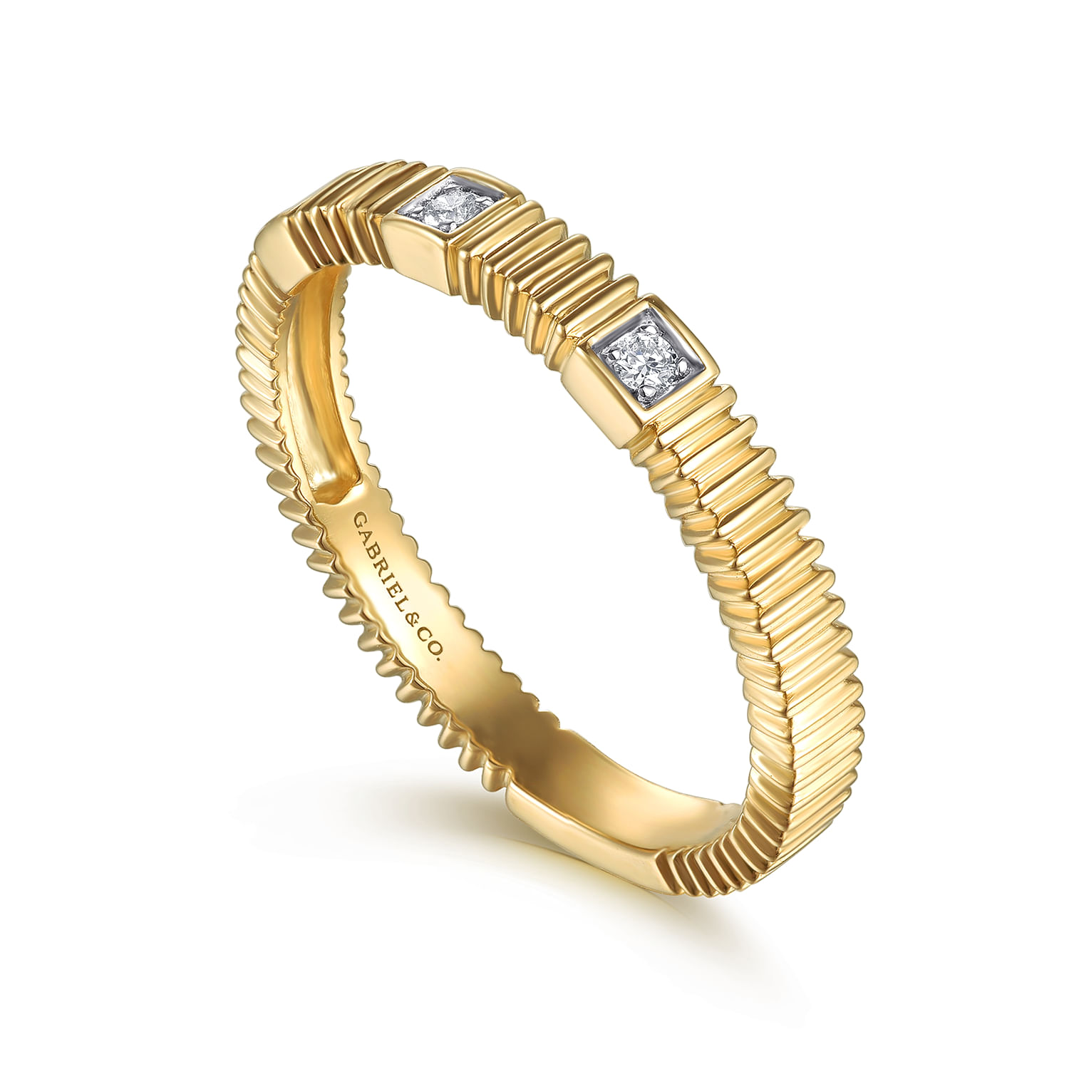 14K Yellow Gold Diamond Cut Stackable Ring