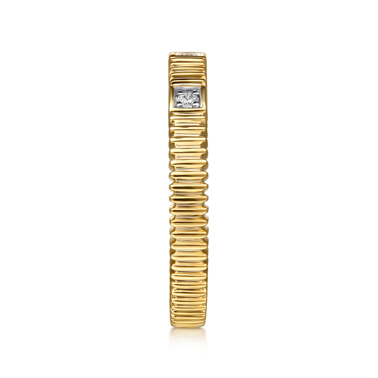 14K Yellow Gold Diamond Cut Stackable Ring