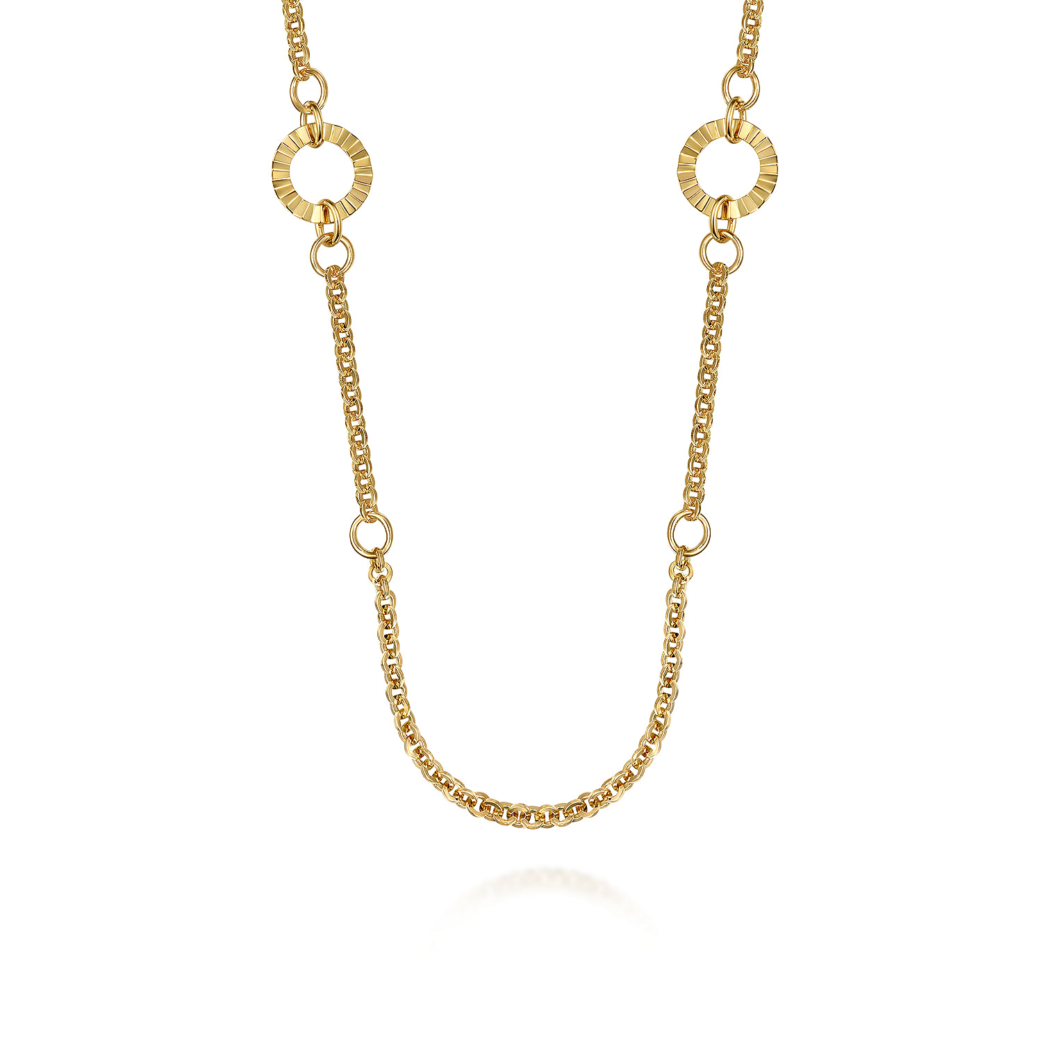14K Yellow Gold Diamond Cut Station Necklace