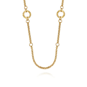 14K Yellow Gold Diamond Cut Station Necklace
