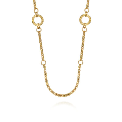 14K Yellow Gold Diamond Cut Station Necklace