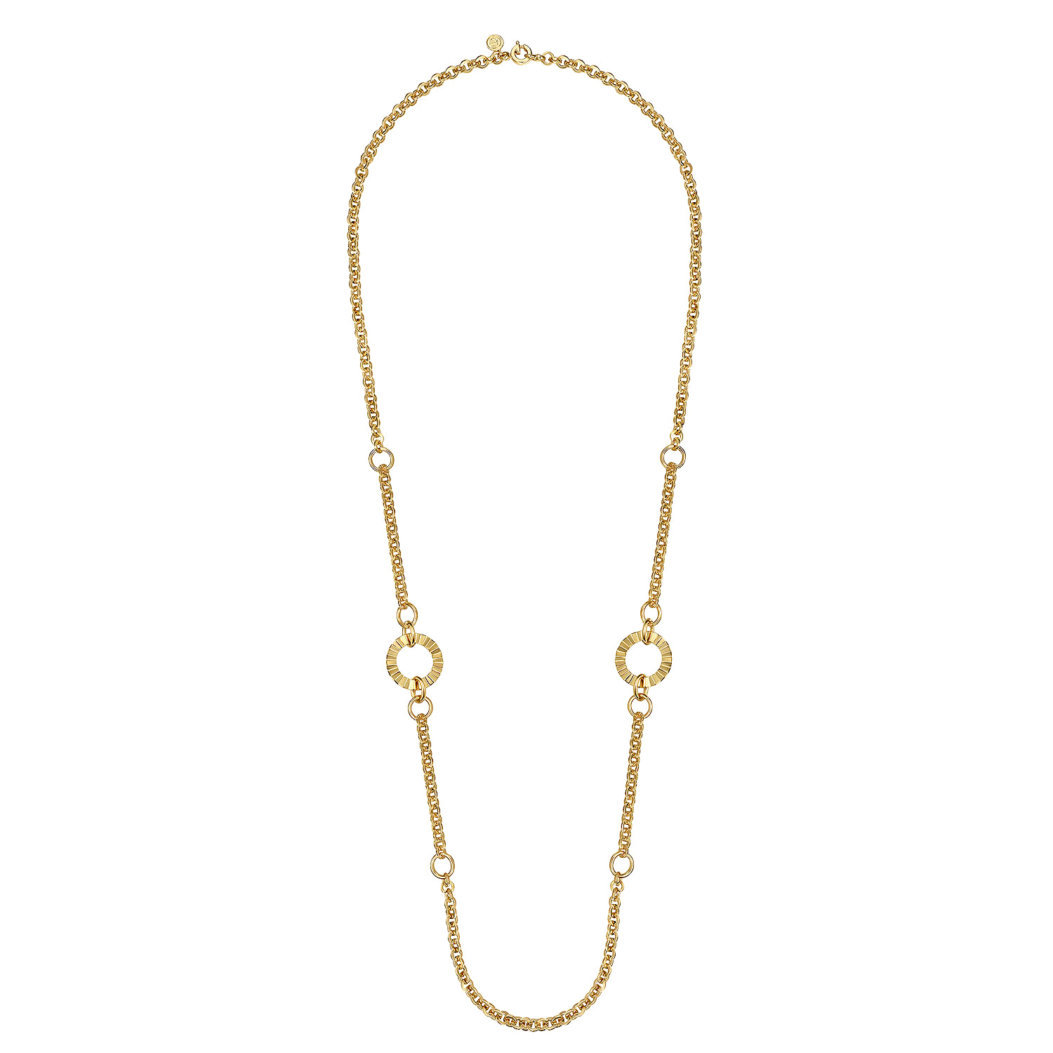 14K Yellow Gold Diamond Cut Station Necklace