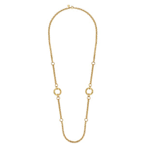 14K Yellow Gold Diamond Cut Station Necklace