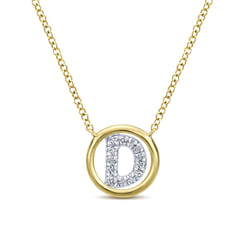 14K Yellow Gold Diamond D Initial Pendant Necklace