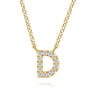 14K Yellow Gold Diamond D Initial Pendant Necklace - 0.08 ct