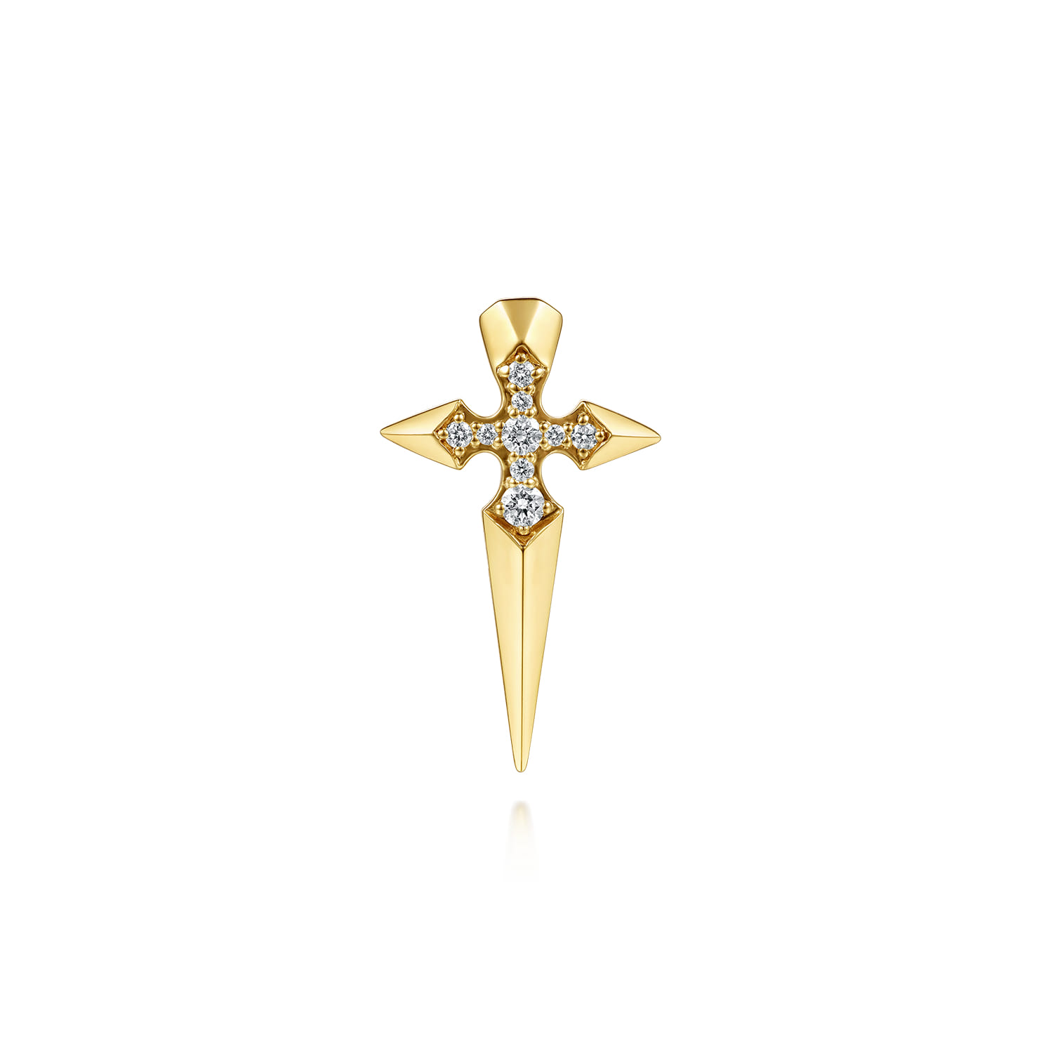 14K Yellow Gold Diamond Dagger Mens Pin - 0.25 ct - Shot 1