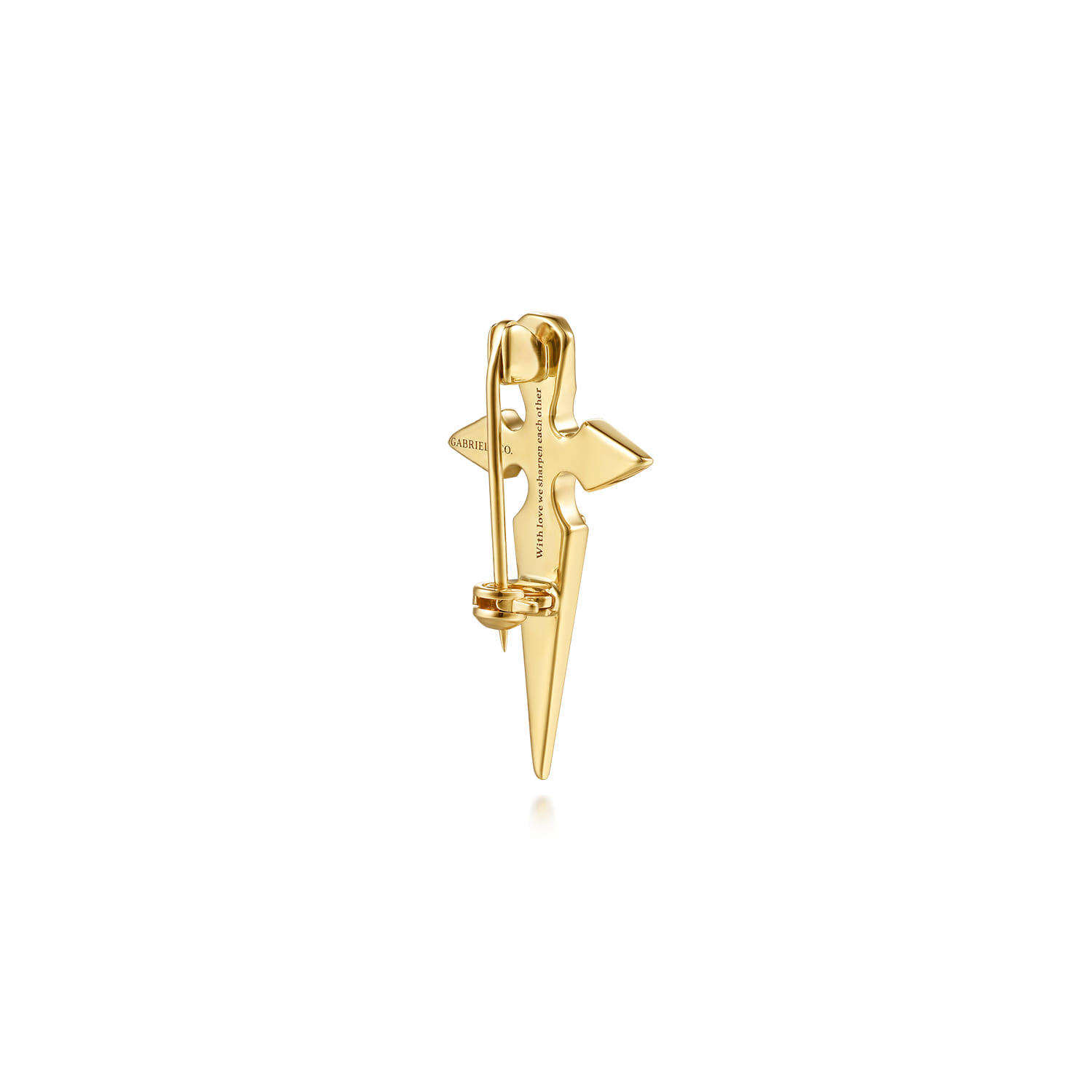 14K Yellow Gold Diamond Dagger Mens Pin - 0.25 ct - Shot 2