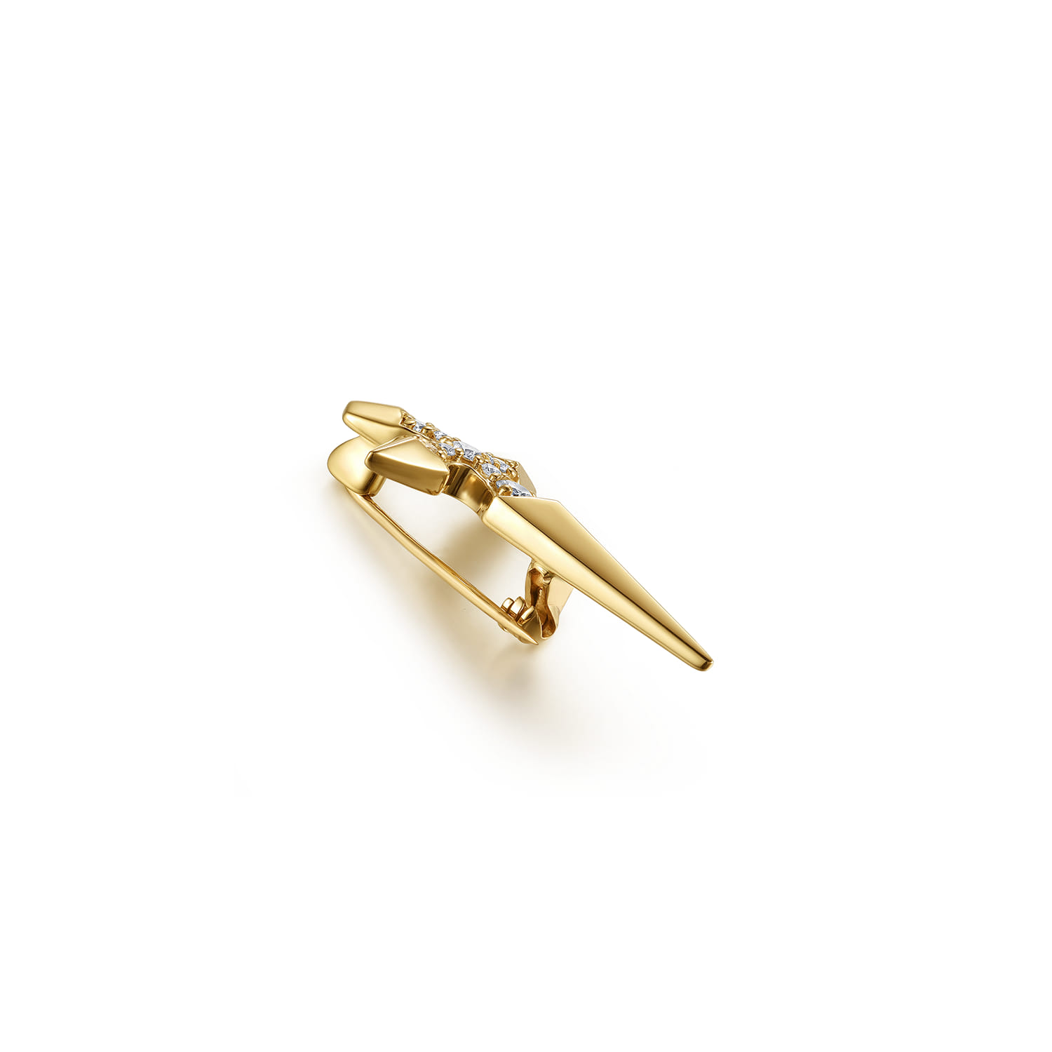 14K Yellow Gold Diamond Dagger Mens Pin - 0.25 ct - Shot 3