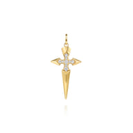 14K Yellow Gold Diamond Dagger Pendant