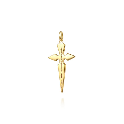 14K Yellow Gold Diamond Dagger Pendant