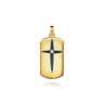 14K Yellow Gold Diamond Dog Tag Pendant - 0.06 ct