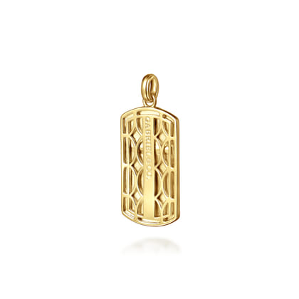 14K Yellow Gold Diamond Dog Tag Pendant
