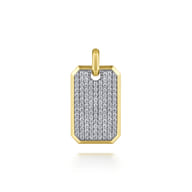 14K Yellow Gold Diamond Dog Tag Pendant