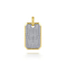 14K Yellow Gold Diamond Dog Tag Pendant - 3.25 ct