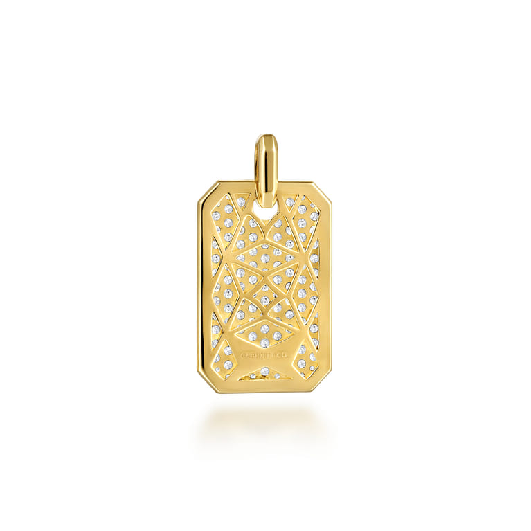 14K Yellow Gold Diamond Dog Tag Pendant - 3.25 ct - Shot 2
