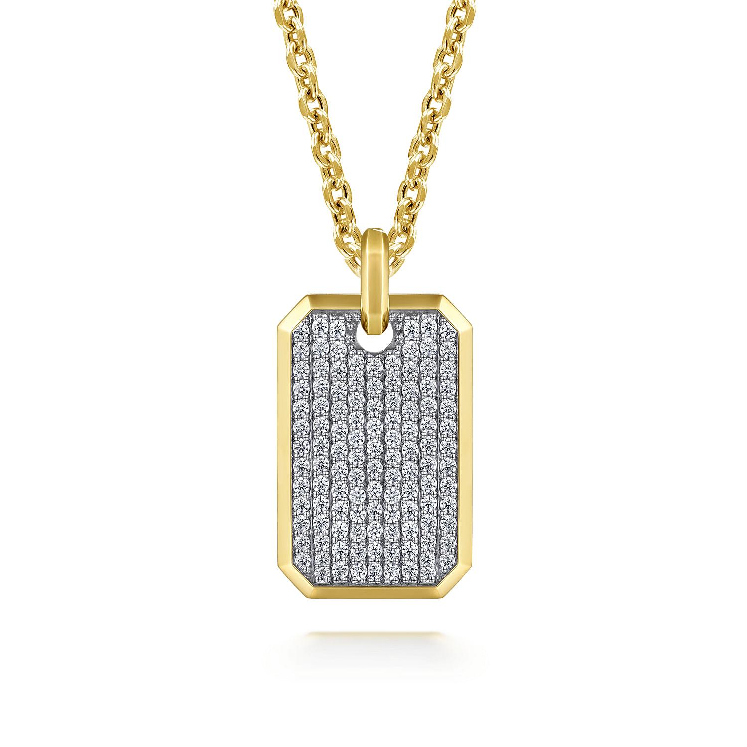 14K Yellow Gold Diamond Dog Tag Pendant - 3.25 ct - Shot 3