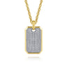 14K Yellow Gold Diamond Dog Tag Pendant - 3.25 ct
