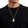 14K Yellow Gold Diamond Dog Tag Pendant - 3.25 ct